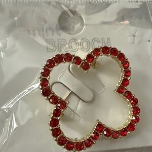 Mint Red Crystal Brooch